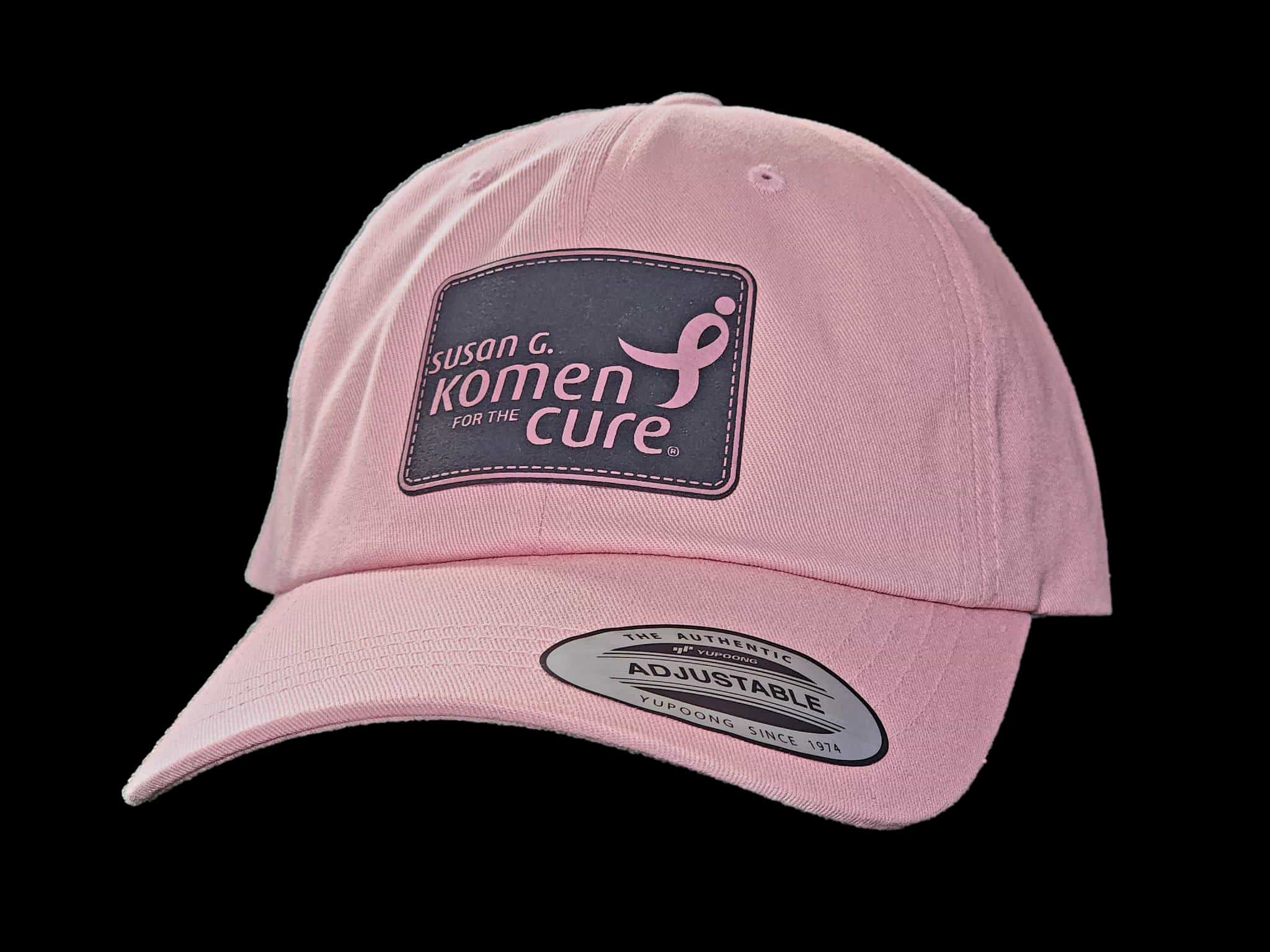 Susan G Komen Pink Leatherette Patch Unstructured Pink Hat - Columbus Apparel Co