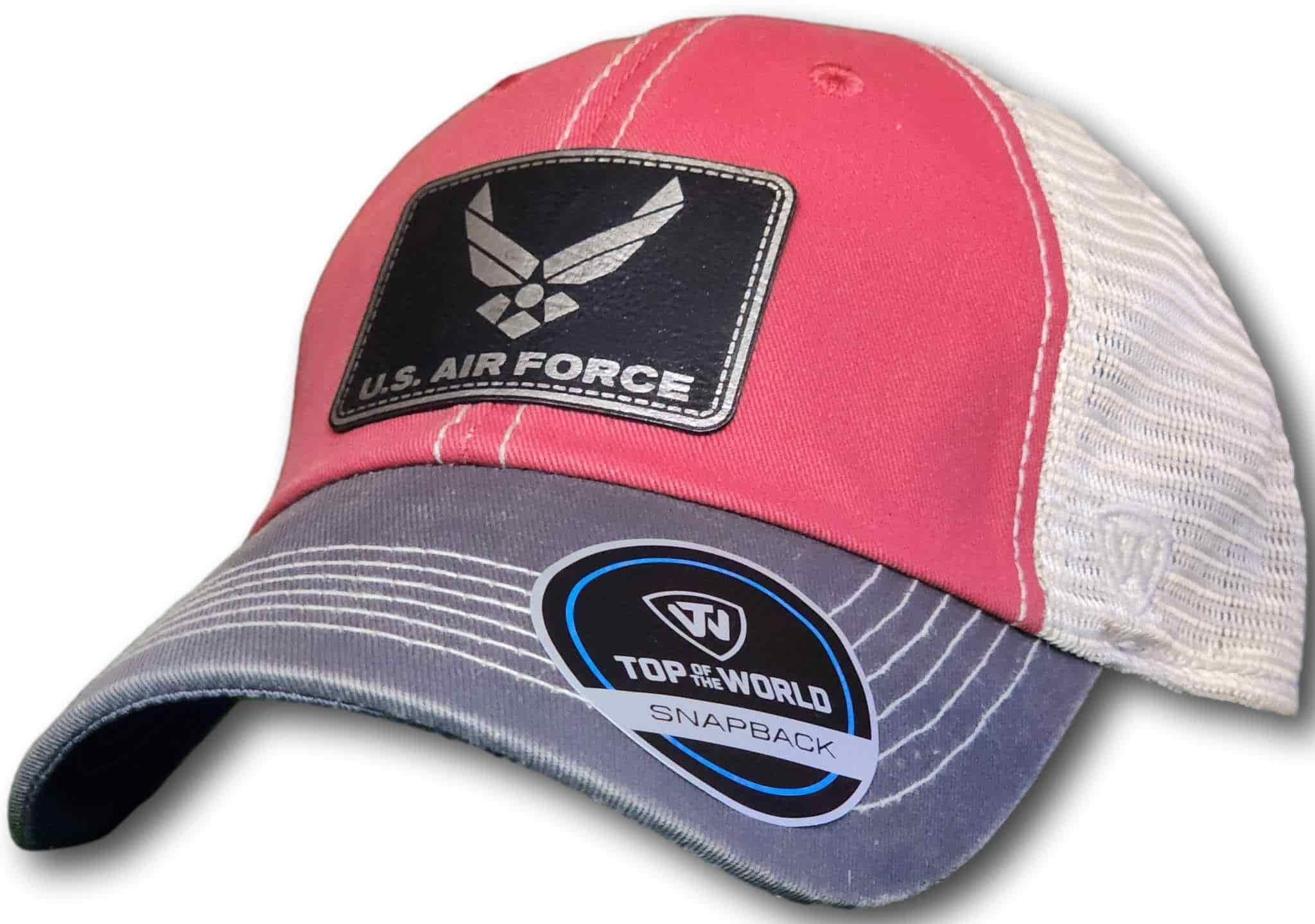 Air Force Leatherette Patch Unstructured Snapback Trucker Hat - Columbus Apparel Co