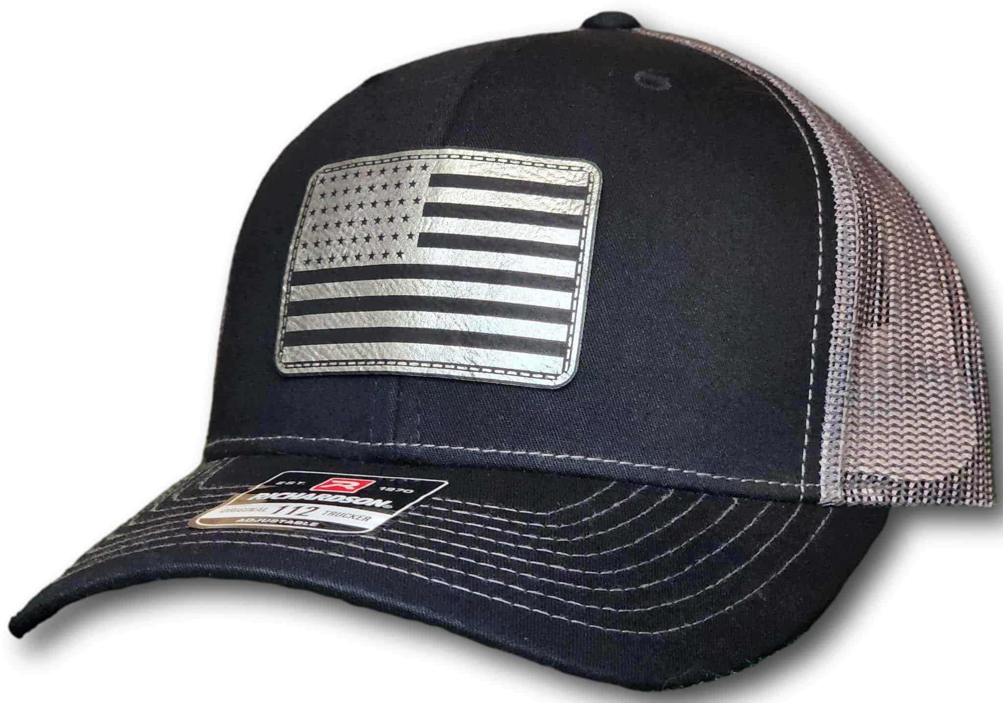 American Flag Leatherette Patch Richardson 112 Trucker Cap - Columbus Apparel Co