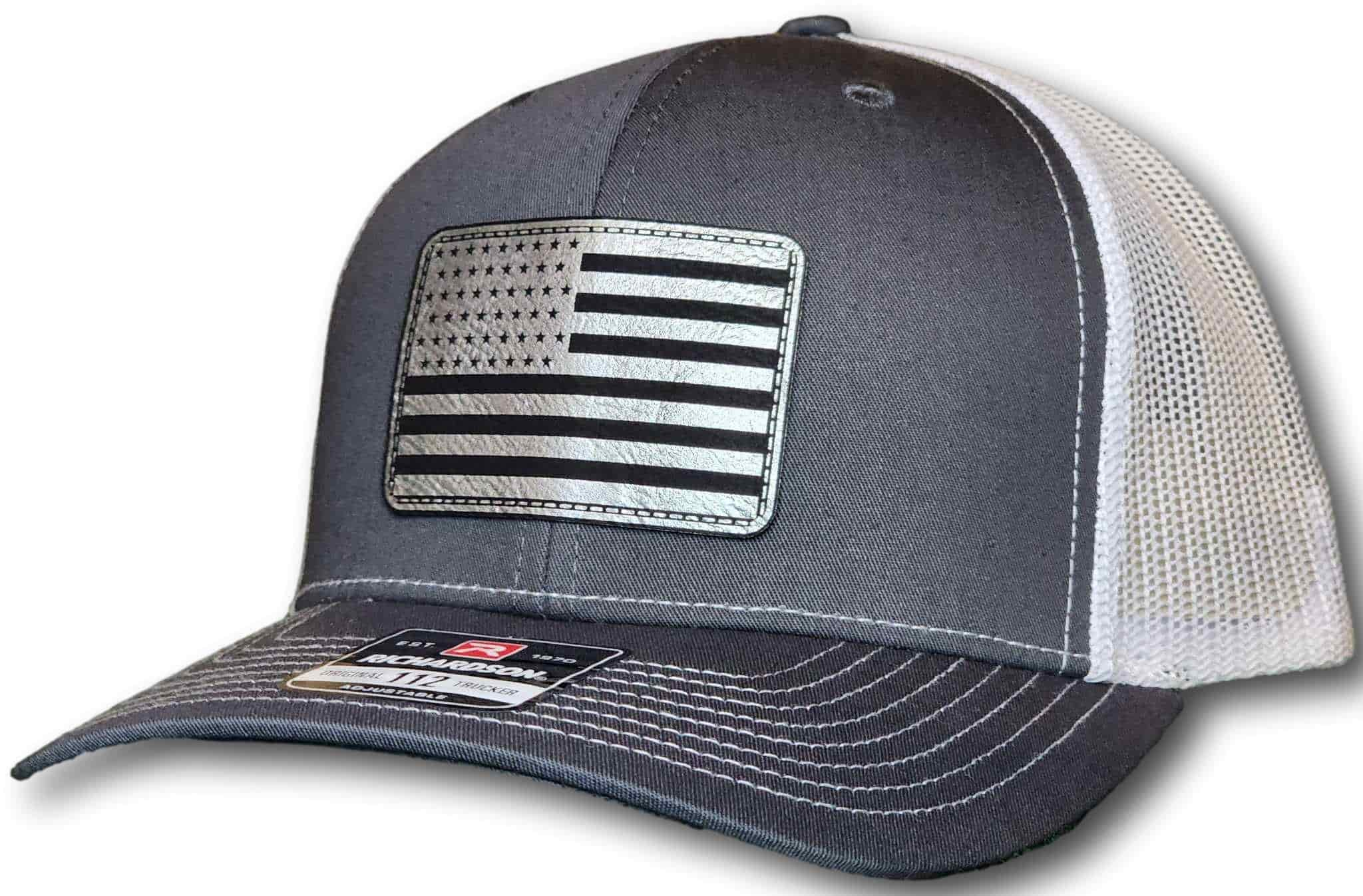 American Flag Leatherette Patch Richardson 112 Trucker Cap - Columbus Apparel Co