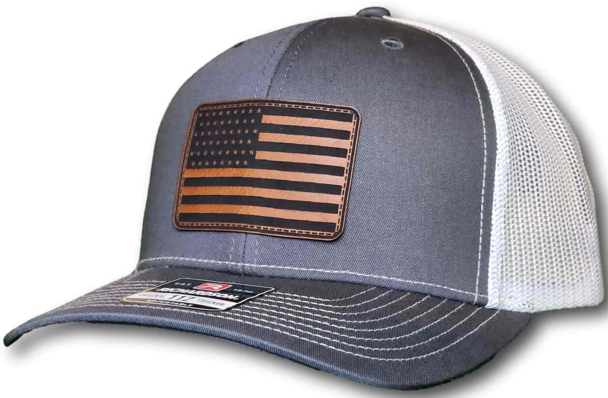 American Flag Leatherette Patch Richardson 112 Trucker Cap - Columbus Apparel Co