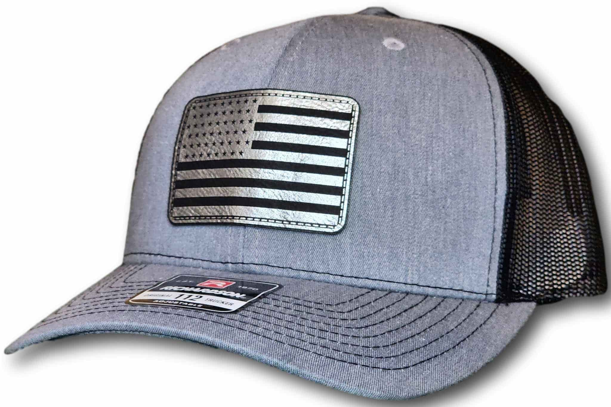 American Flag Leatherette Patch Richardson 112 Trucker Cap - Columbus Apparel Co