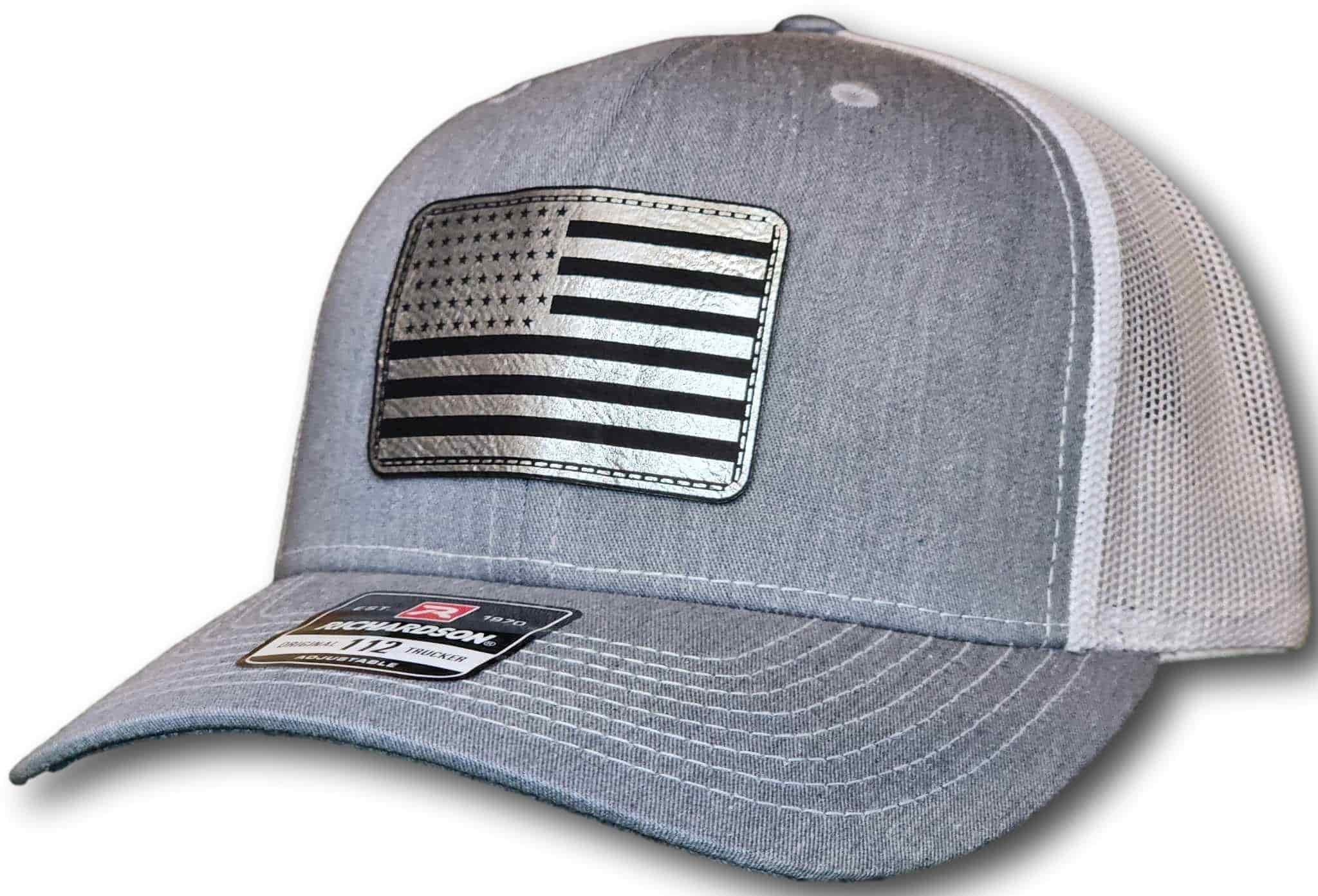 American Flag Leatherette Patch Richardson 112 Trucker Cap - Columbus Apparel Co