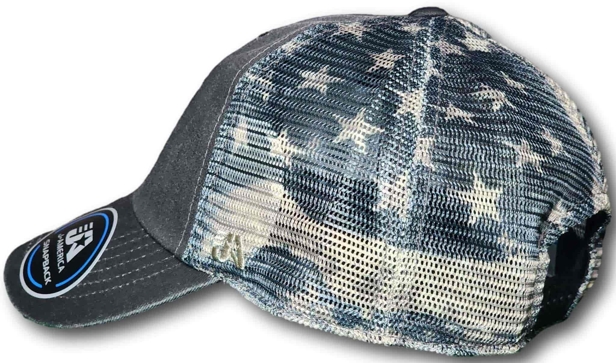 American Flag Leatherette Patch Unstructured Snapback Trucker Hat - Columbus Apparel Co