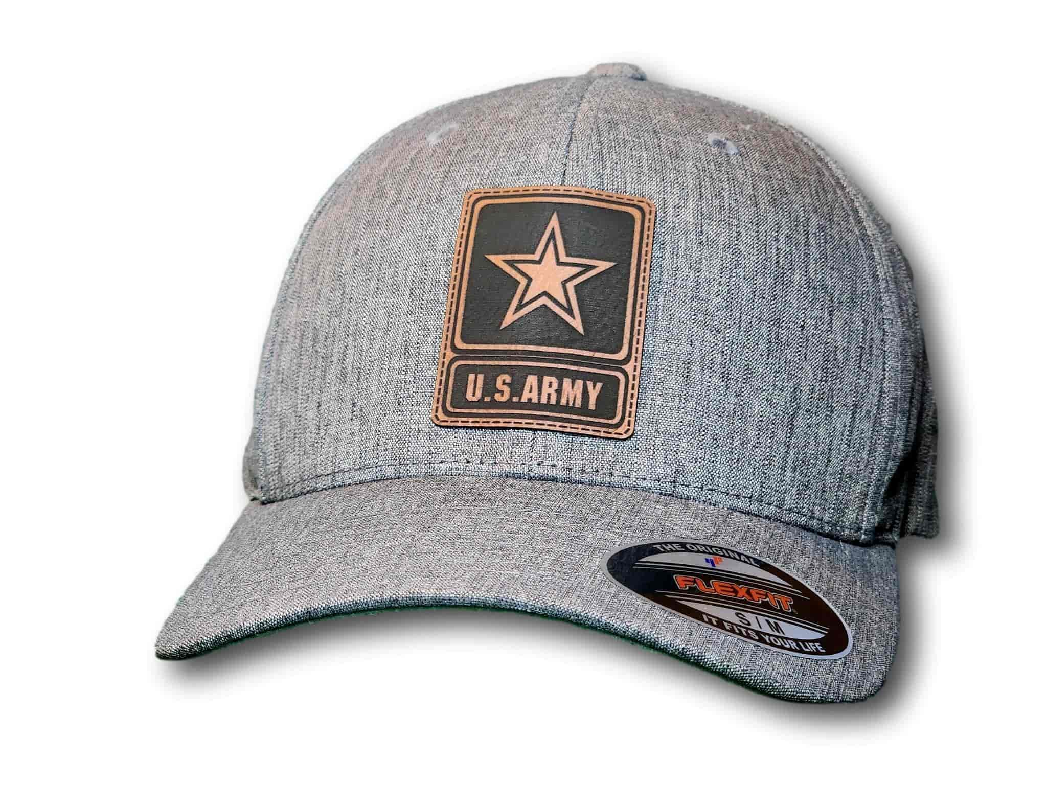 Army Leatherette Patch Flexfit Heatherlight Melange Hat - Columbus Apparel Co