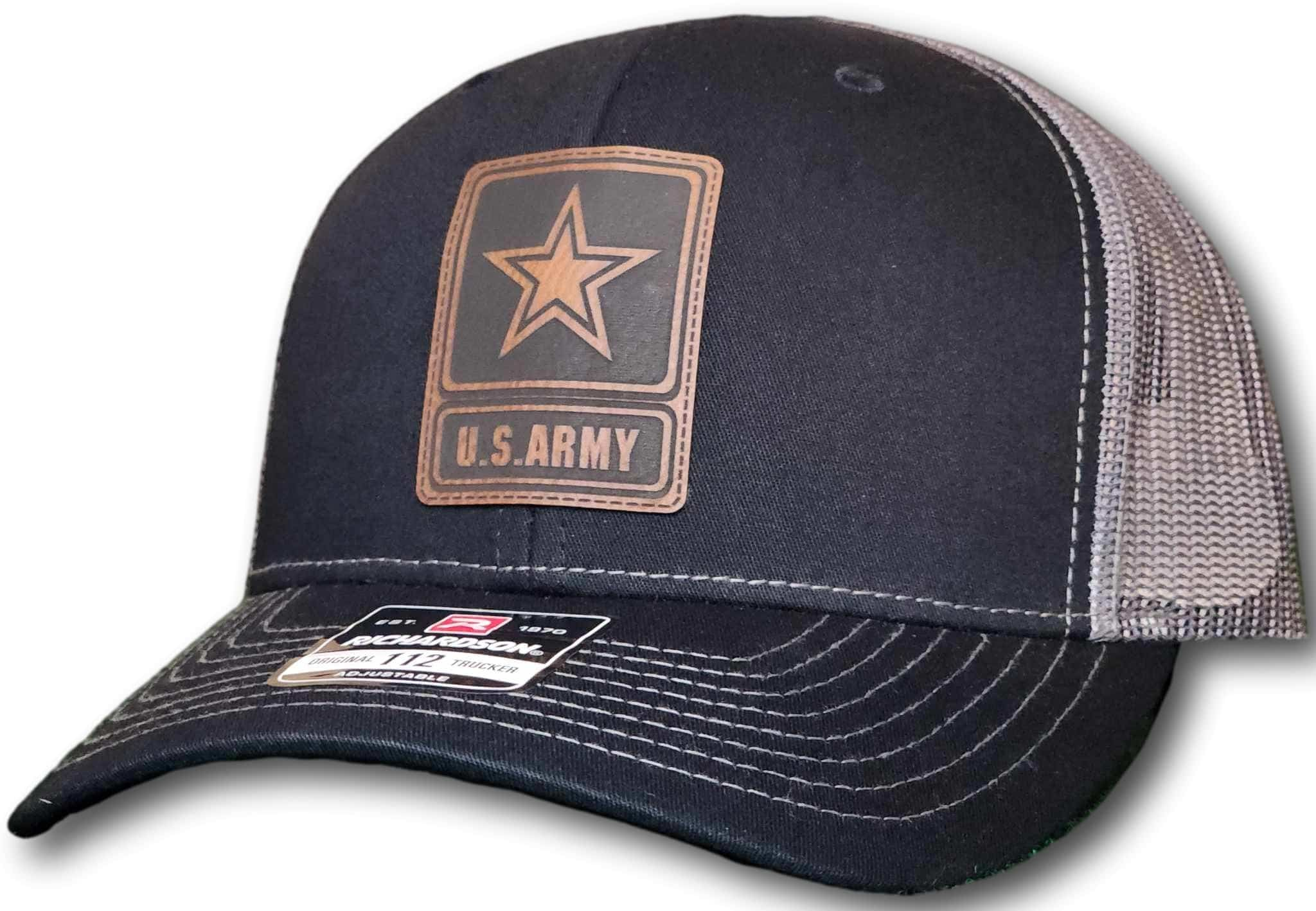 Army Leatherette Patch Richardson 112 Trucker Cap - Columbus Apparel Co