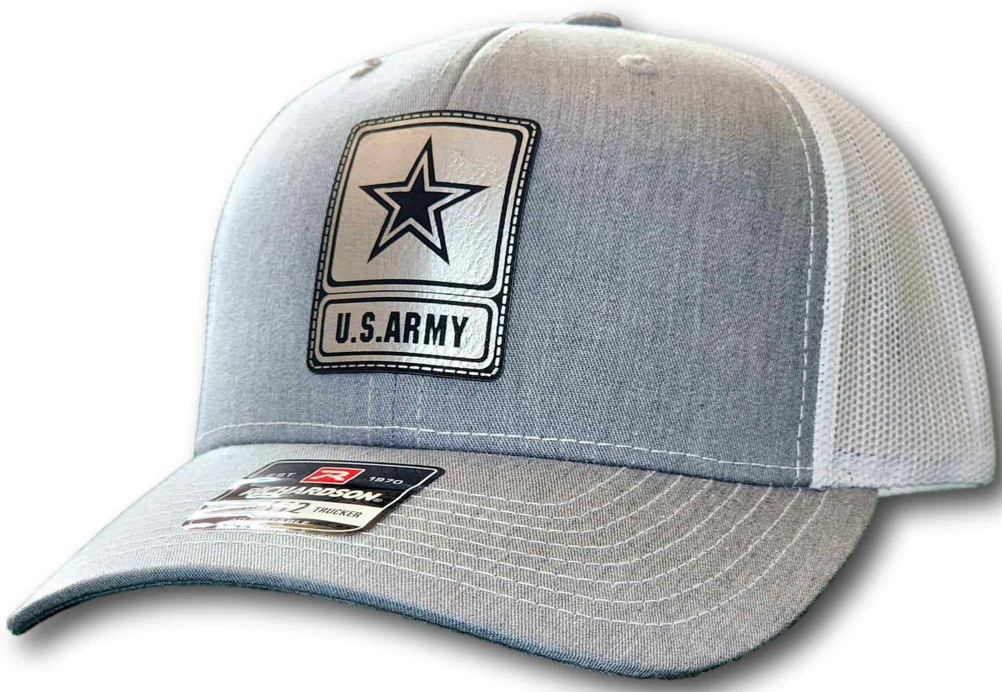 Army Leatherette Patch Richardson 112 Trucker Cap - Columbus Apparel Co