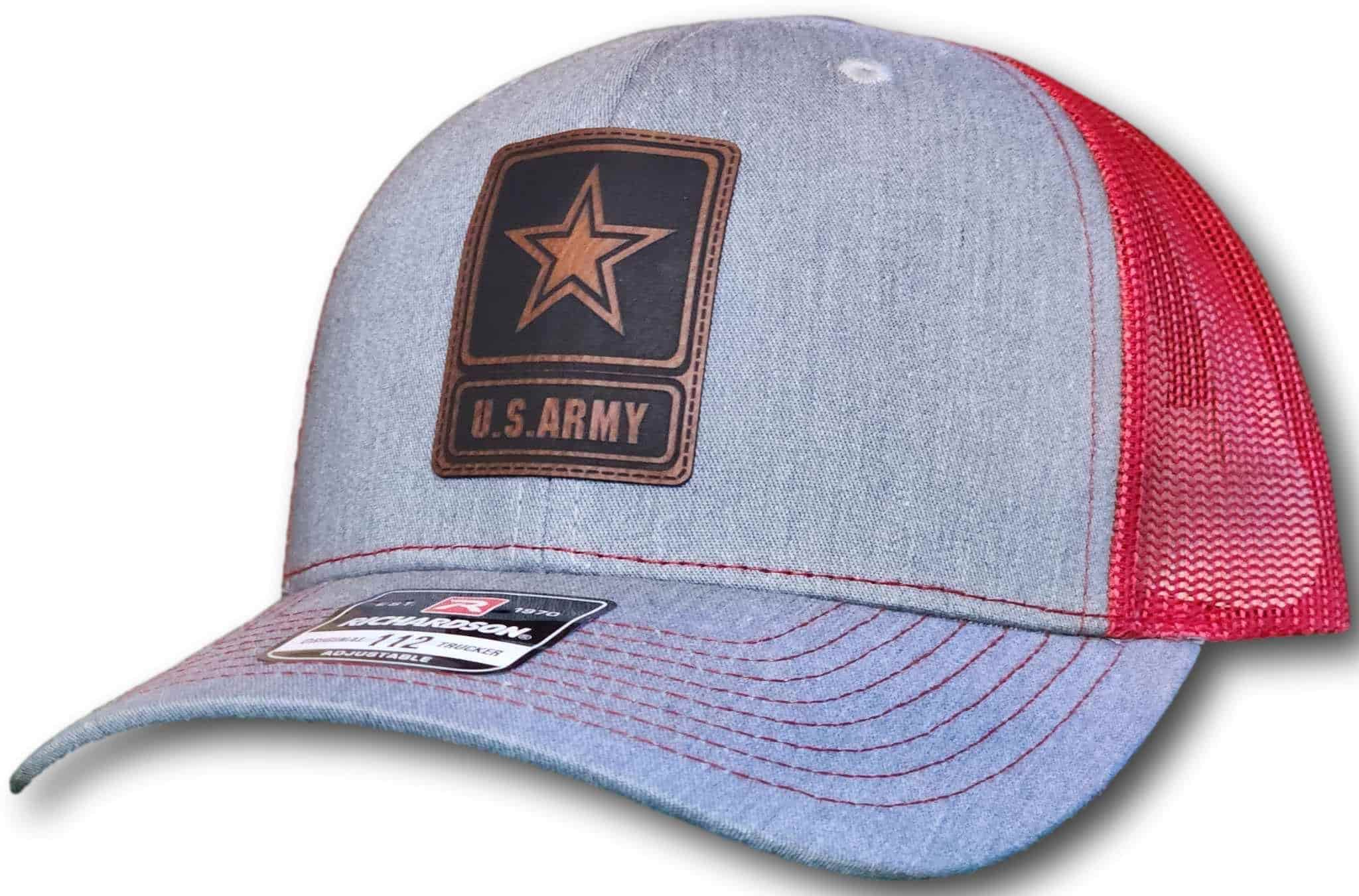 Army Leatherette Patch Richardson 112 Trucker Cap - Columbus Apparel Co