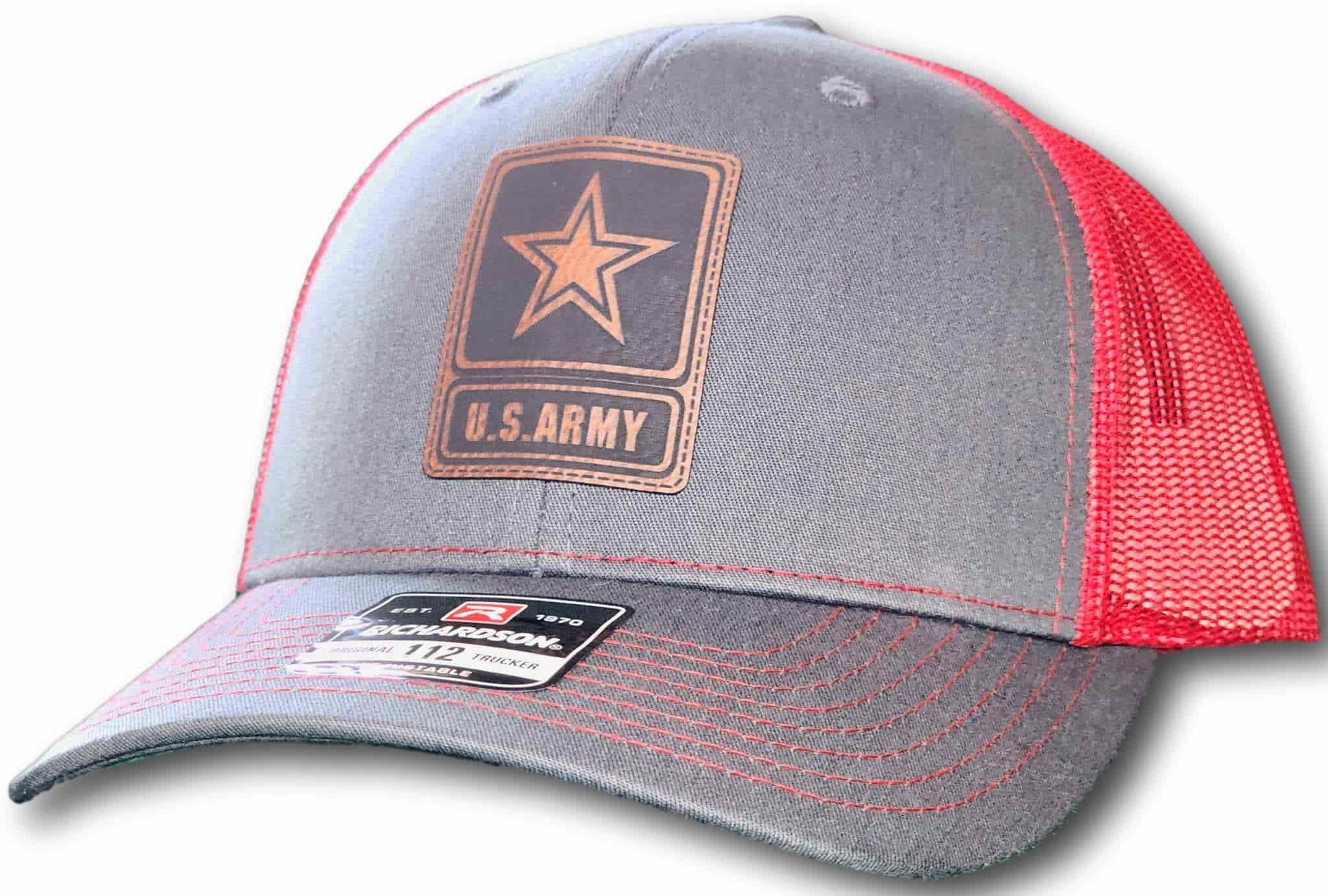 Army Leatherette Patch Richardson 112 Trucker Cap - Columbus Apparel Co