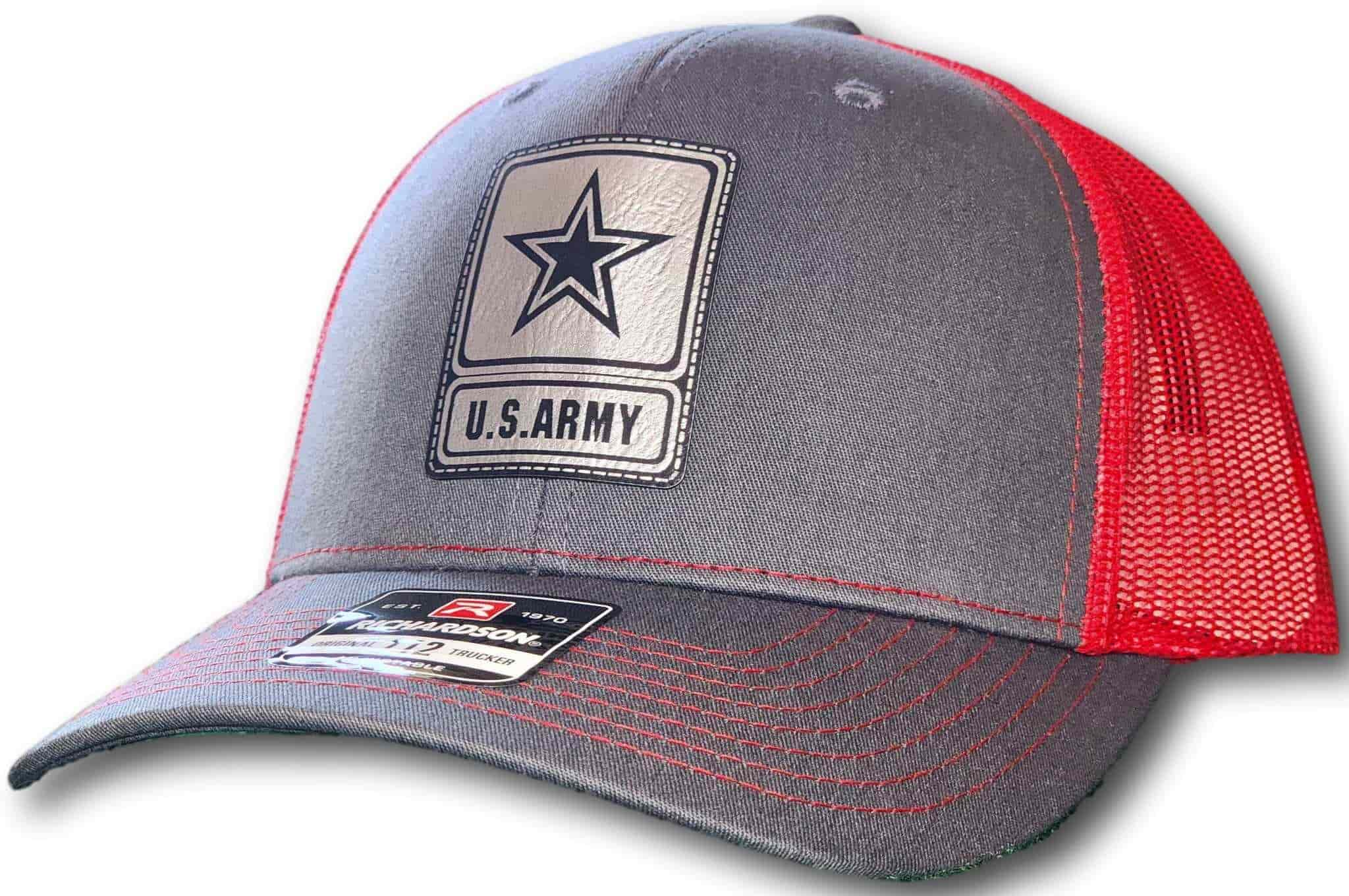 Army Leatherette Patch Richardson 112 Trucker Cap - Columbus Apparel Co