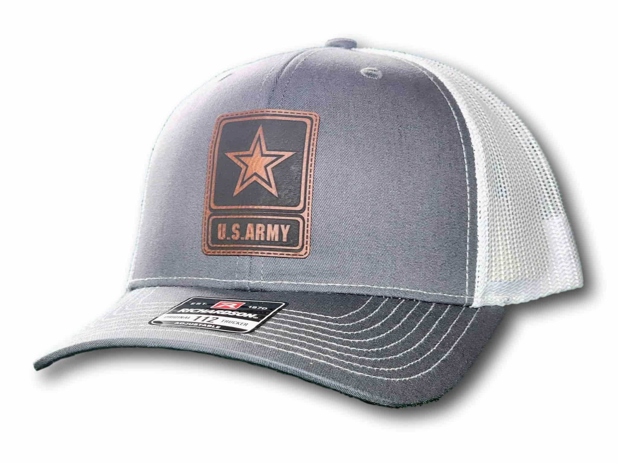 Army Leatherette Patch Richardson 112 Trucker Cap - Columbus Apparel Co