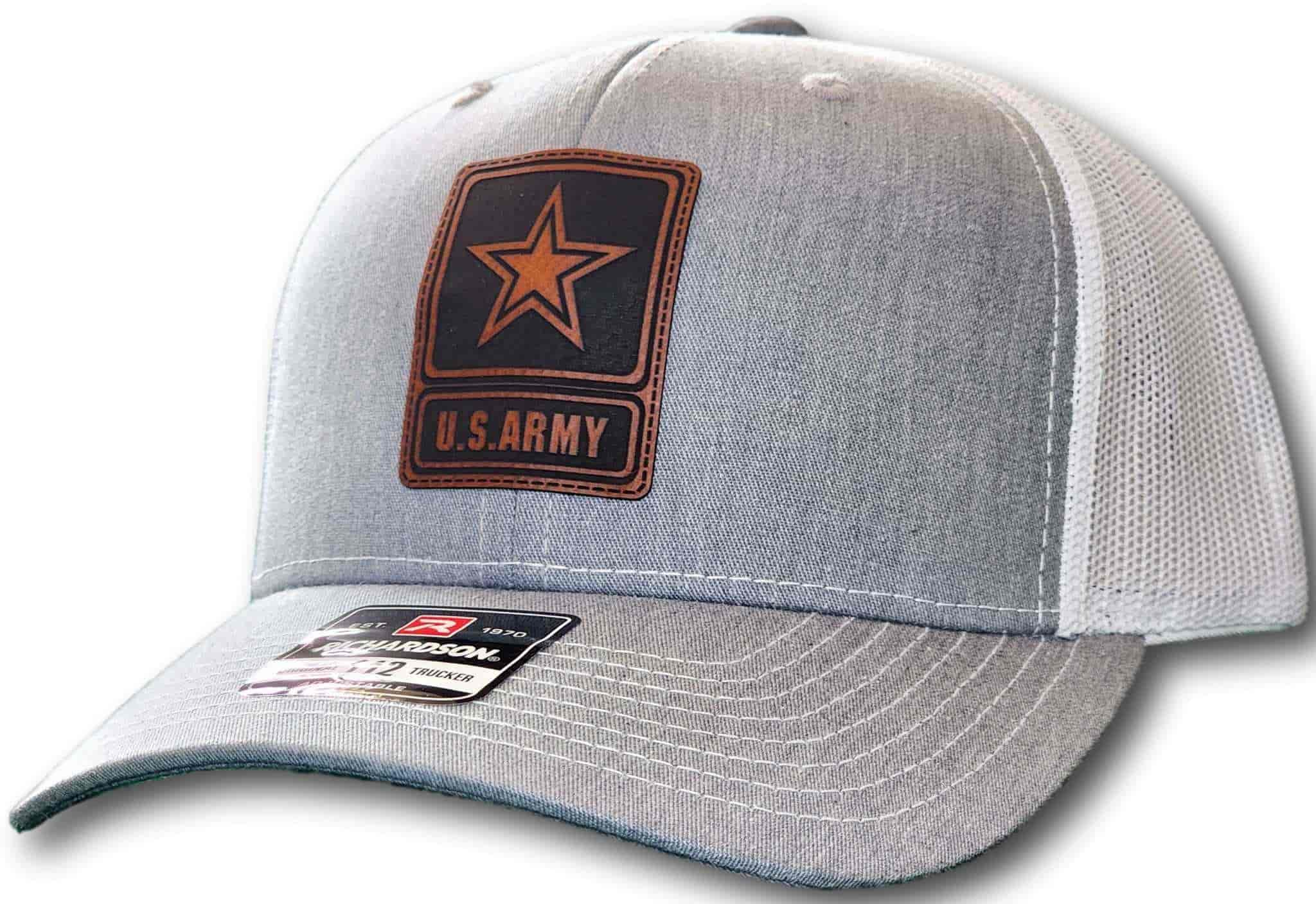 Army Leatherette Patch Richardson 112 Trucker Cap - Columbus Apparel Co