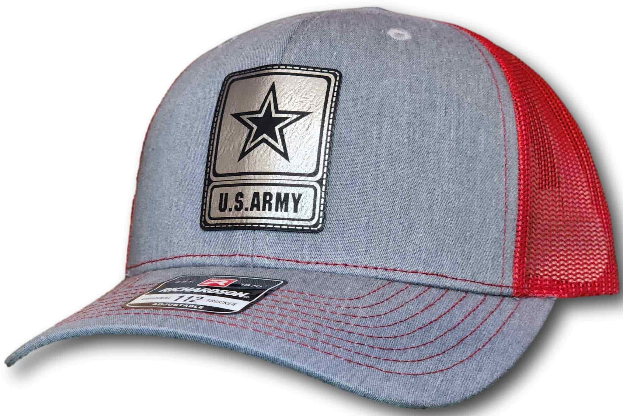 Army Leatherette Patch Richardson 112 Trucker Cap - Columbus Apparel Co