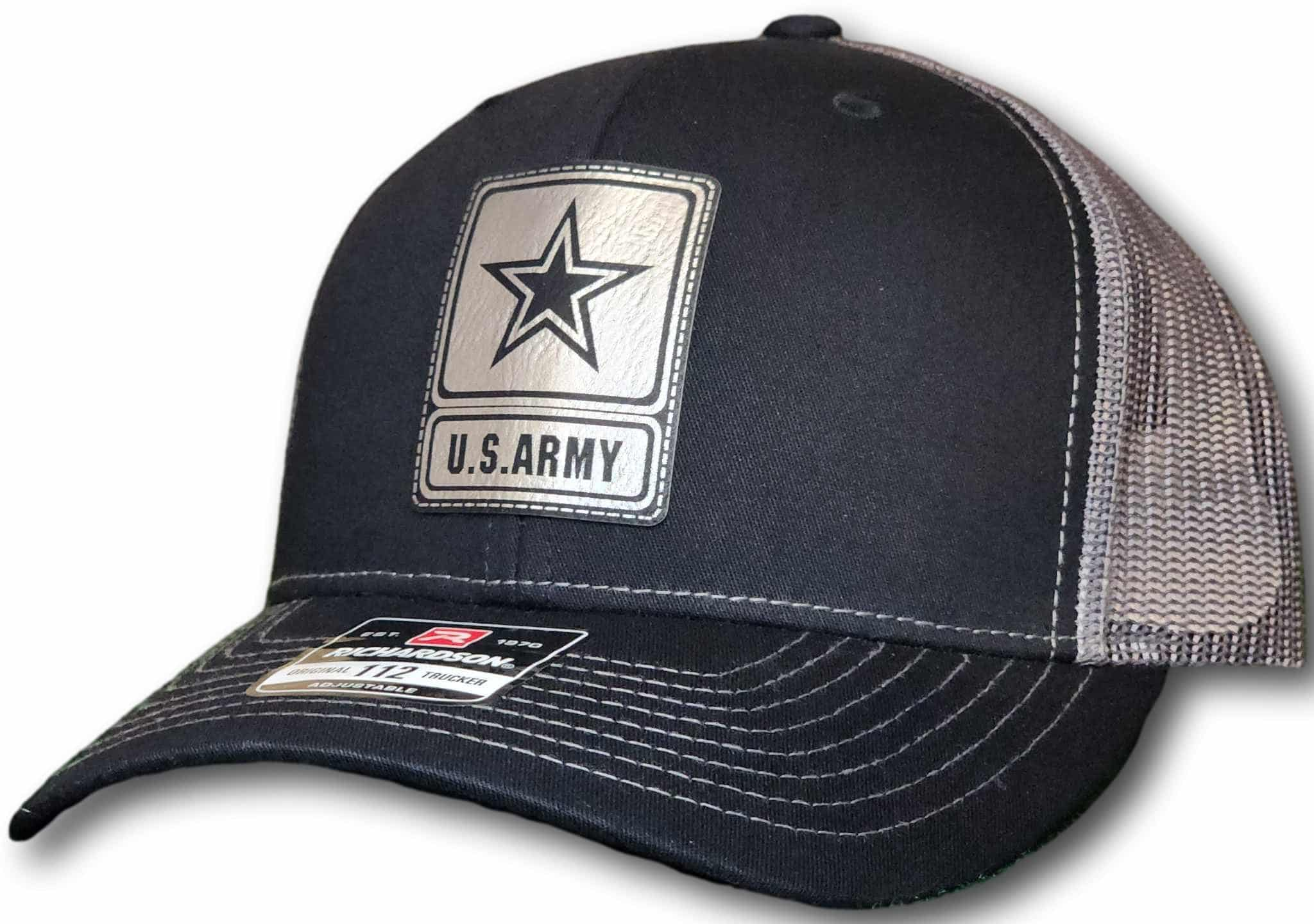 Army Leatherette Patch Richardson 112 Trucker Cap - Columbus Apparel Co