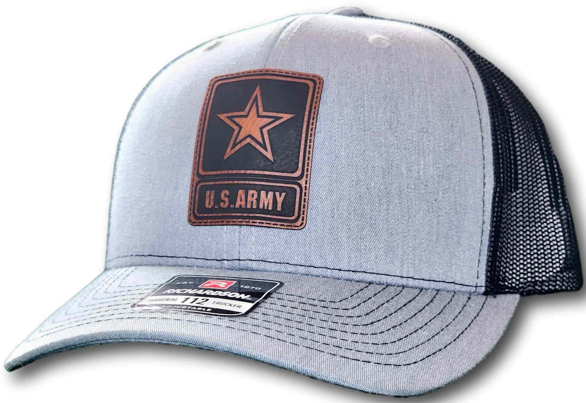 Army Leatherette Patch Richardson 112 Trucker Cap - Columbus Apparel Co