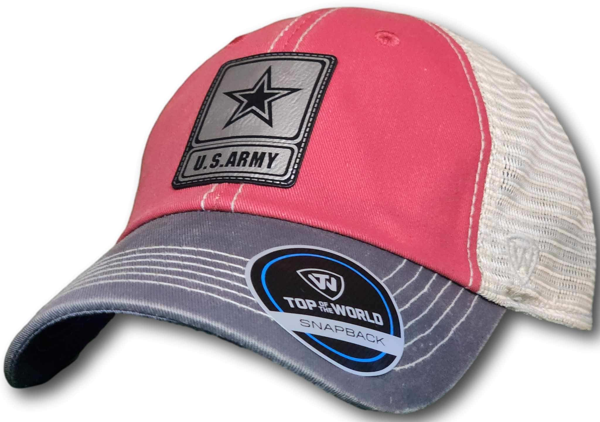 Army Leatherette Patch Unstructured Snapback Trucker Hat - Columbus Apparel Co