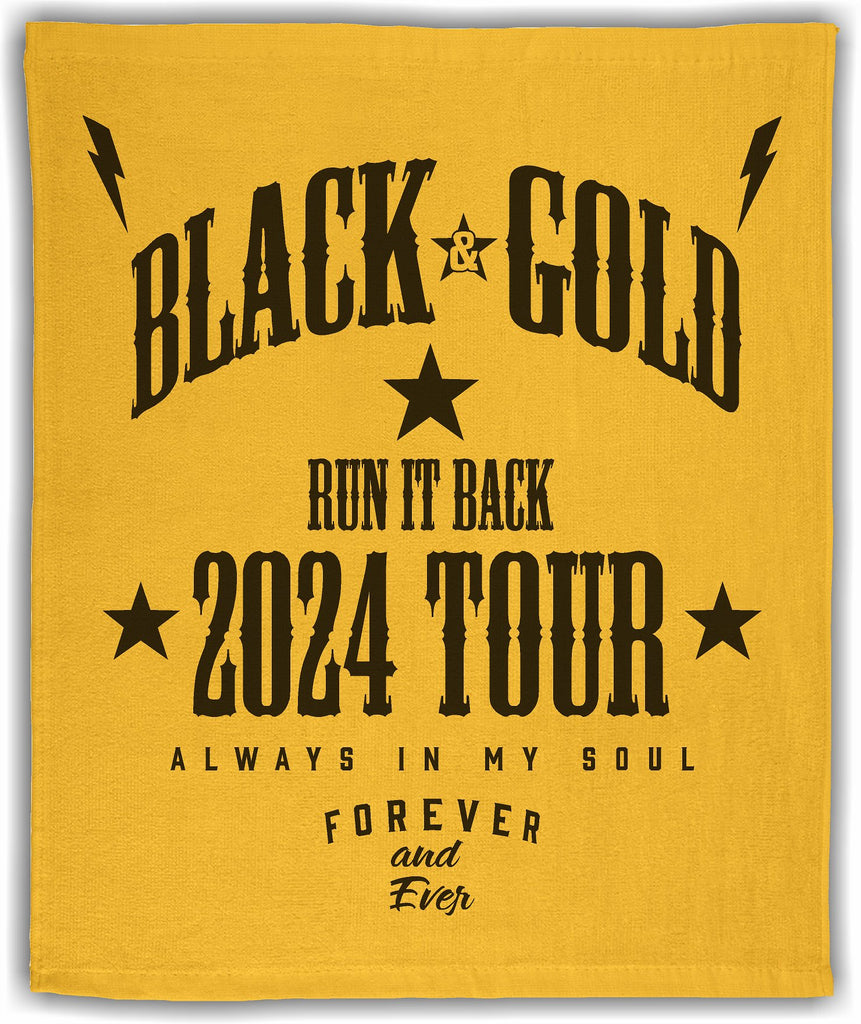 Black and Gold "Run it Back" 2024 Tour Rally Towel - Columbus Apparel Co