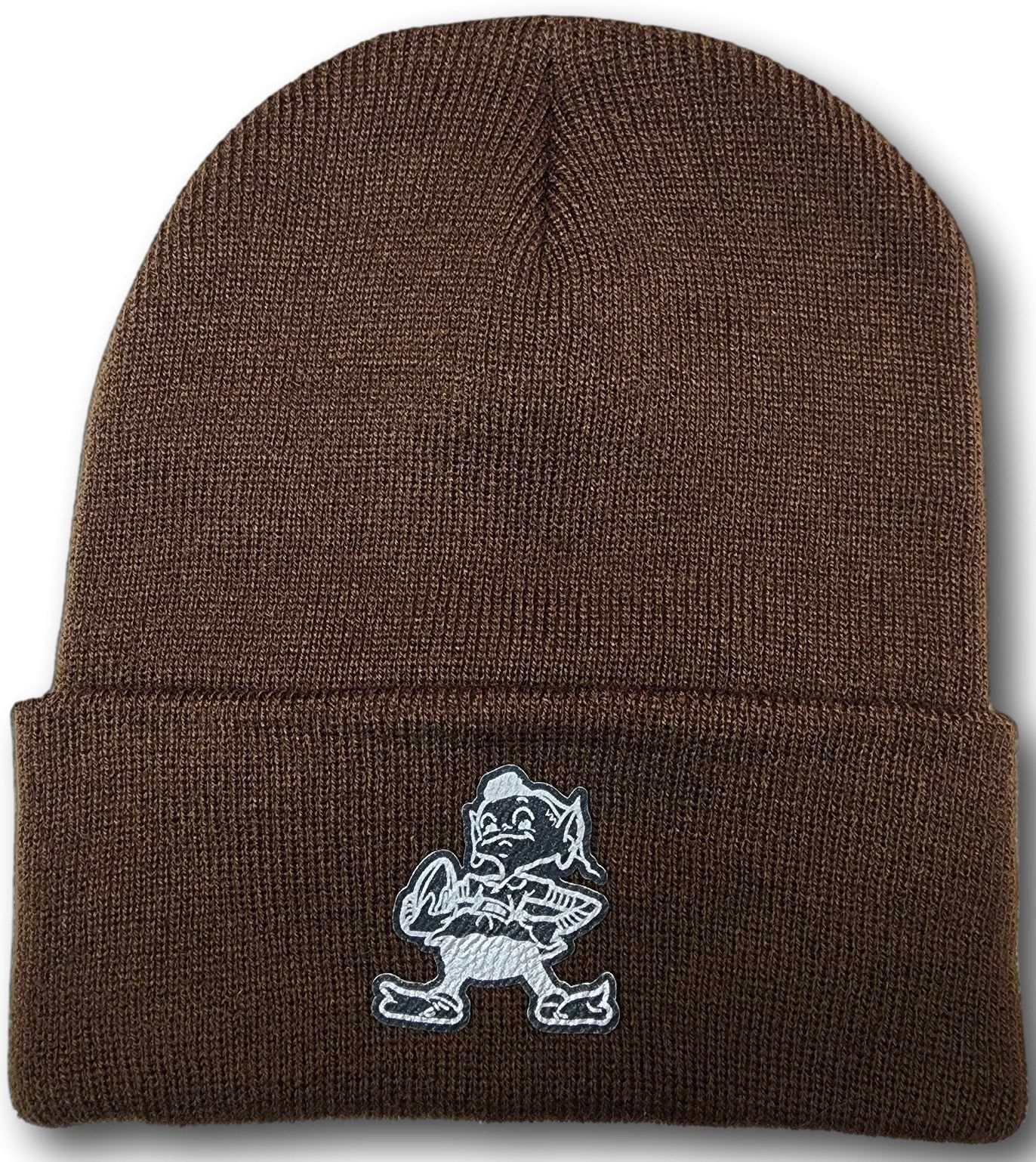 Cleveland Football Brownie Leatherette Patch Beanie - Columbus Apparel Co