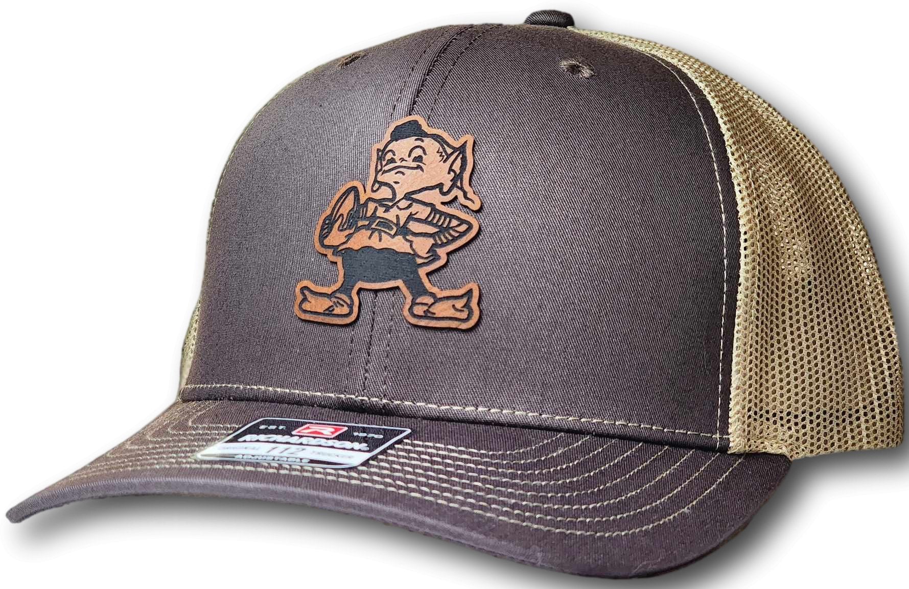 Cleveland Football Brownie Leatherette Patch Richardson 112 Trucker Cap - Columbus Apparel Co