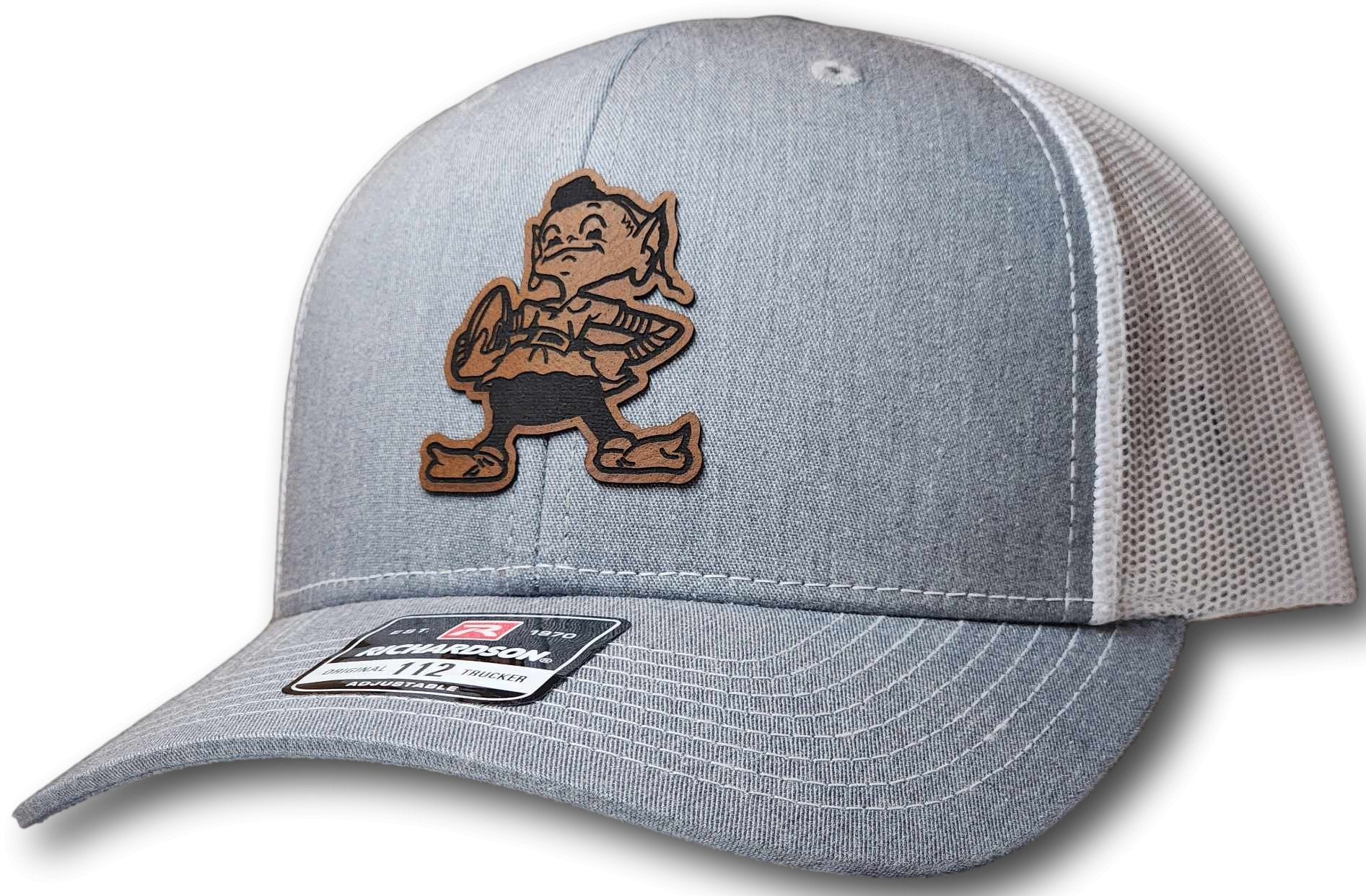 Cleveland Football Brownie Leatherette Patch Richardson 112 Trucker Cap - Columbus Apparel Co