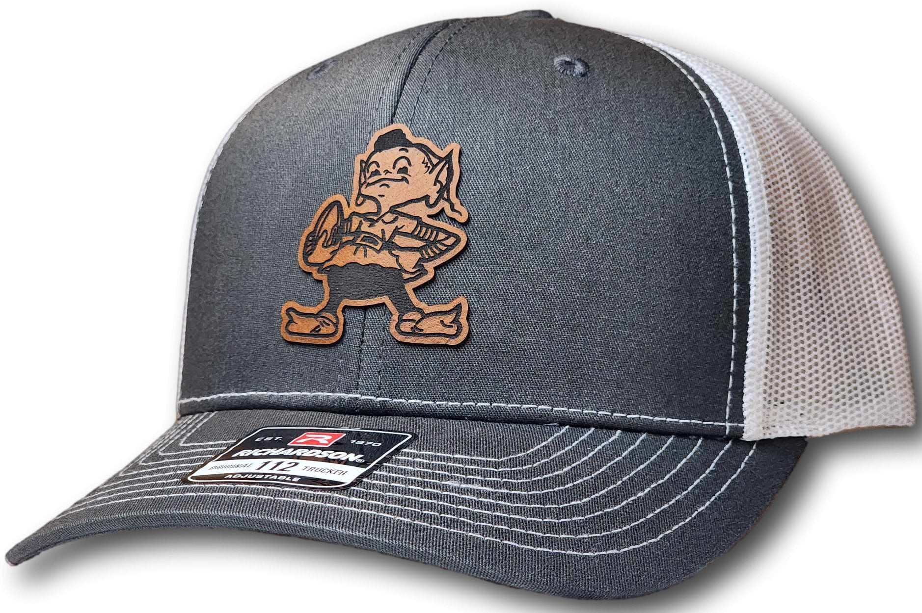 Cleveland Football Brownie Leatherette Patch Richardson 112 Trucker Cap - Columbus Apparel Co