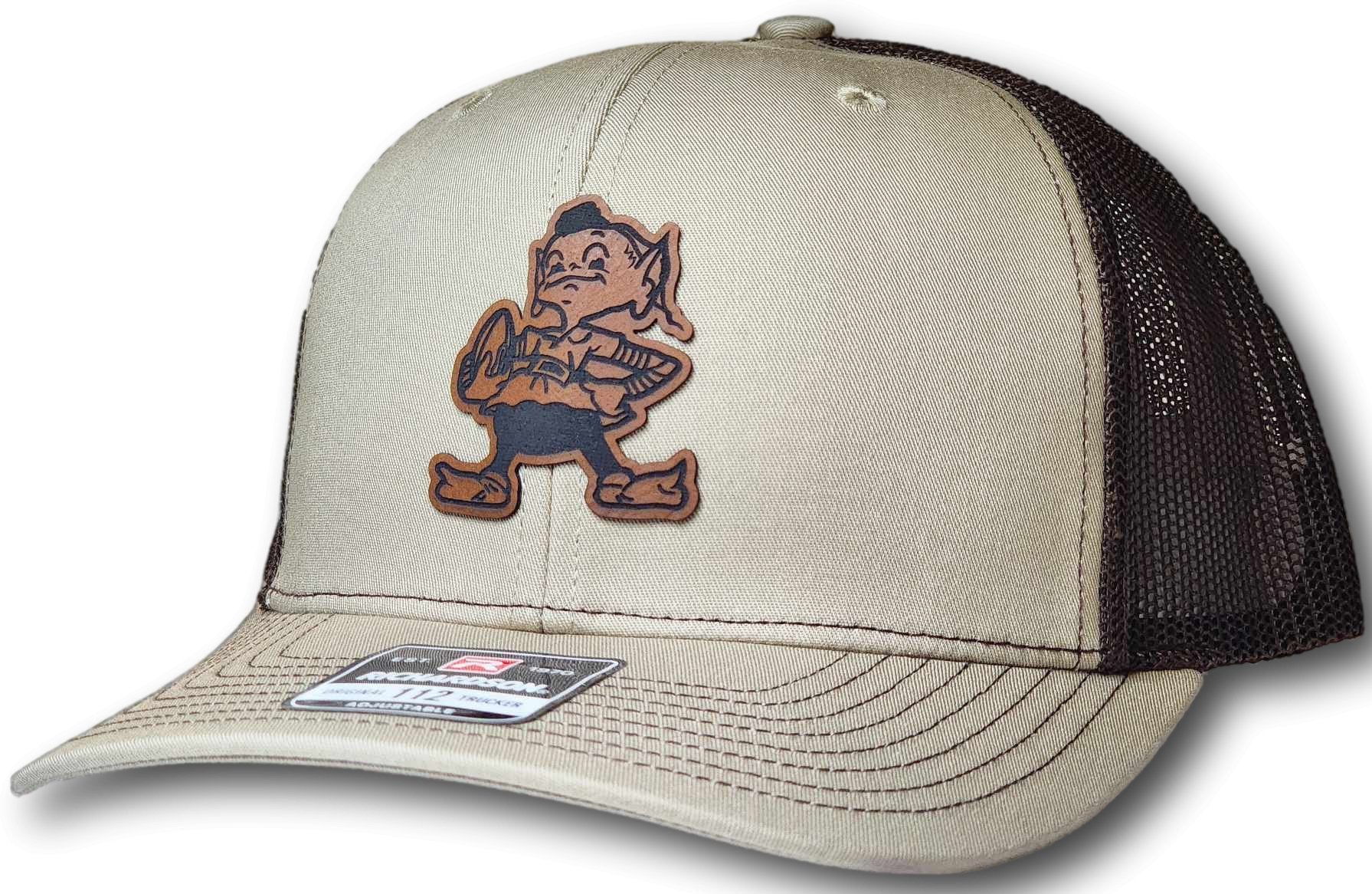 Cleveland Football Brownie Leatherette Patch Richardson 112 Trucker Cap - Columbus Apparel Co