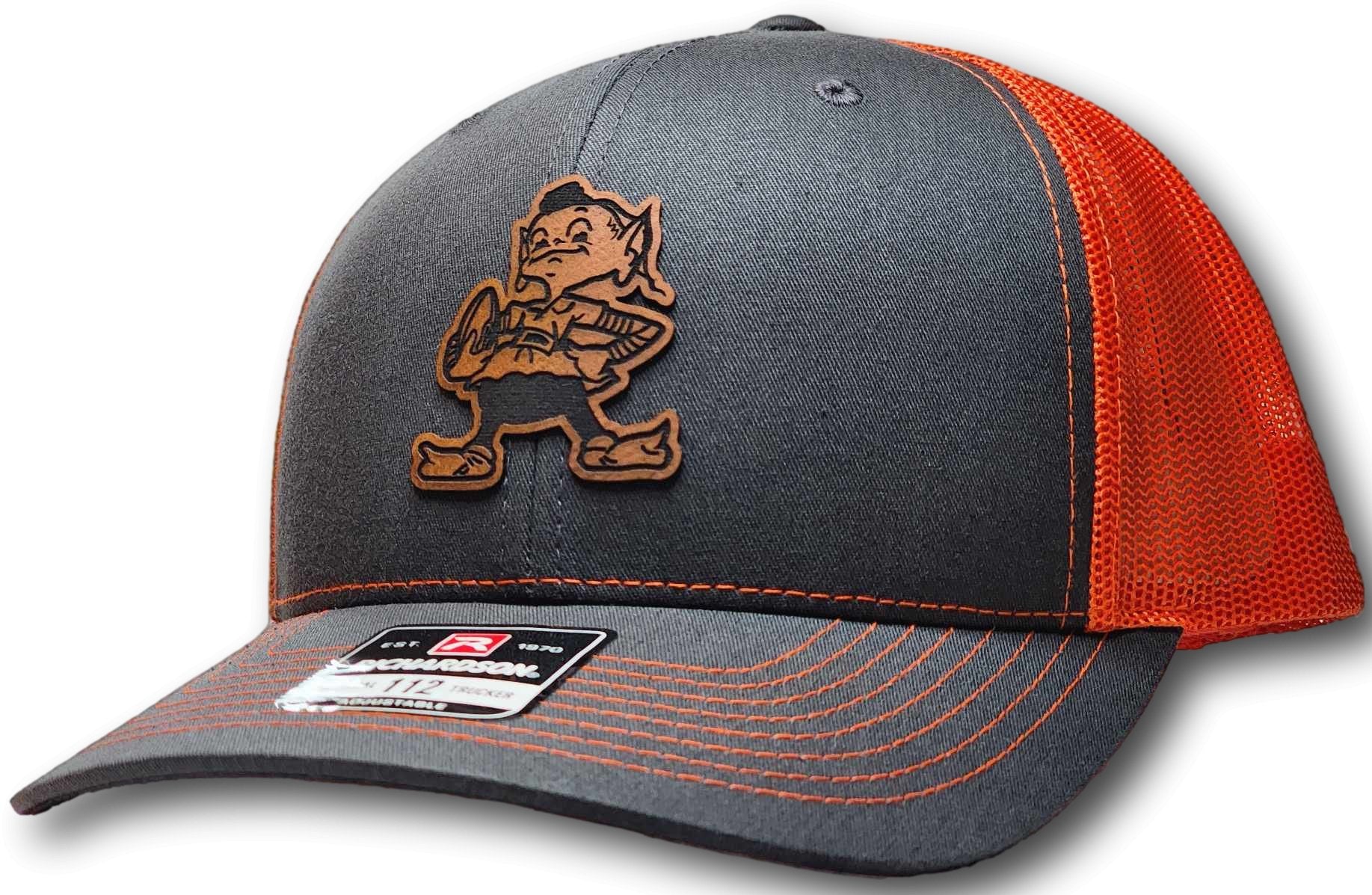 Cleveland Football Brownie Leatherette Patch Richardson 112 Trucker Cap - Columbus Apparel Co