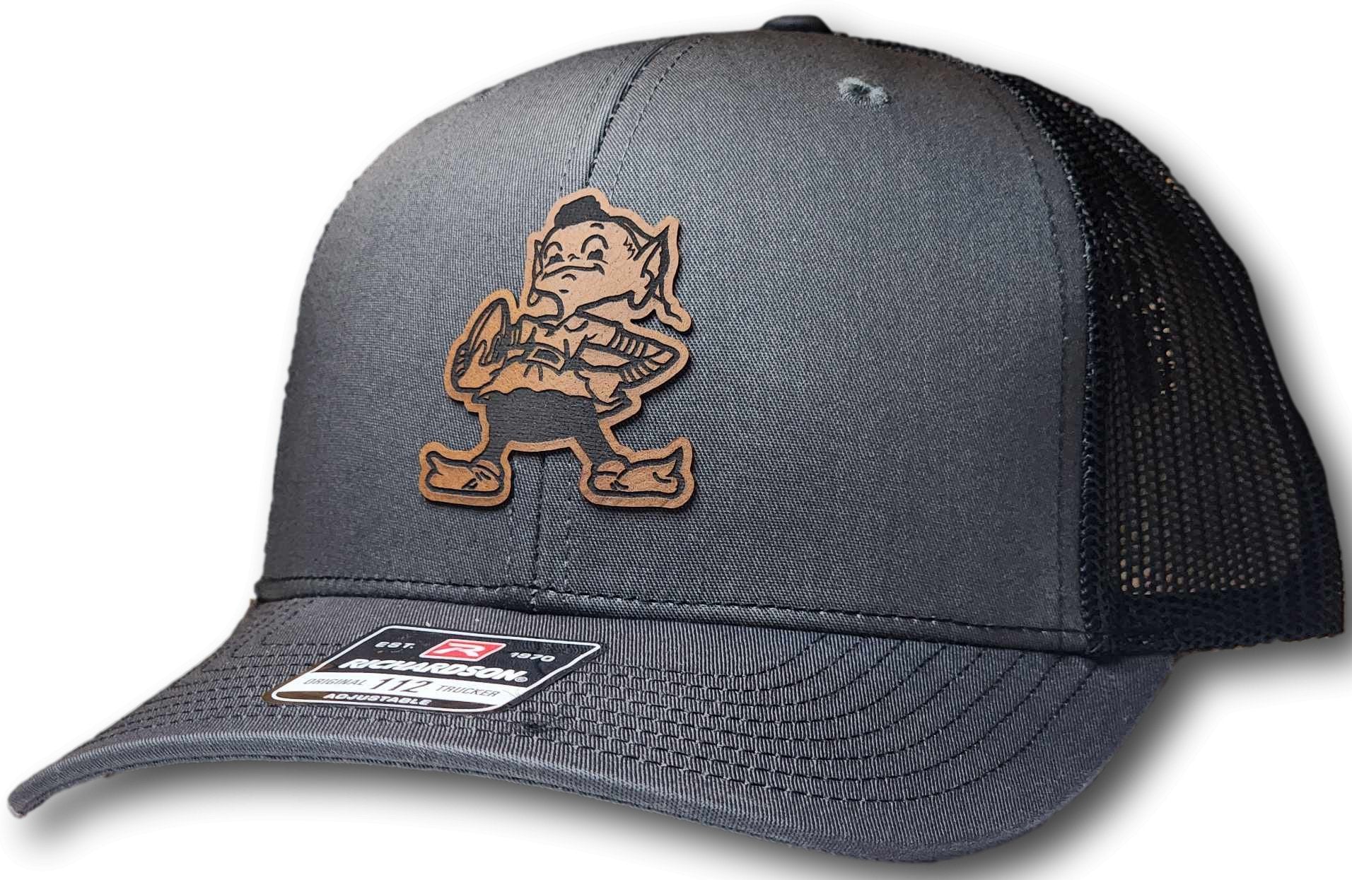 Cleveland Football Brownie Leatherette Patch Richardson 112 Trucker Cap - Columbus Apparel Co