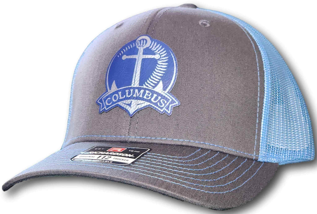 Columbus Baseball Laced Anchor Leatherette Patch Richardson 112 Trucker Cap - Columbus Apparel Co