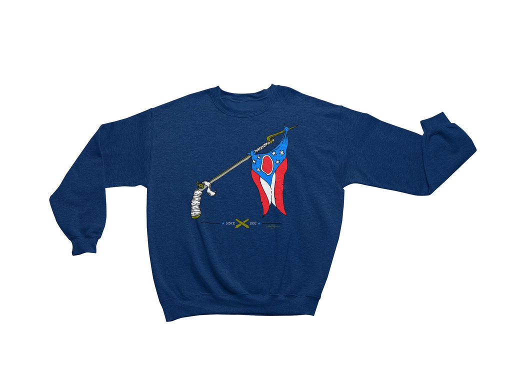 Columbus Hockey Musket Stick and Flag Crewneck Sweatshirt - Columbus Apparel Co