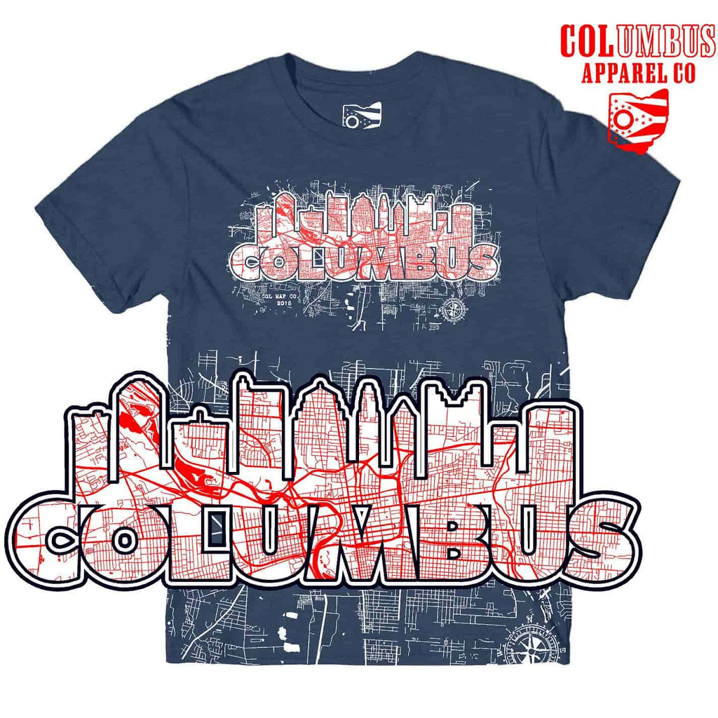 Columbus Skyline City Map Unisex Super Soft T Shirt - Columbus Apparel Co
