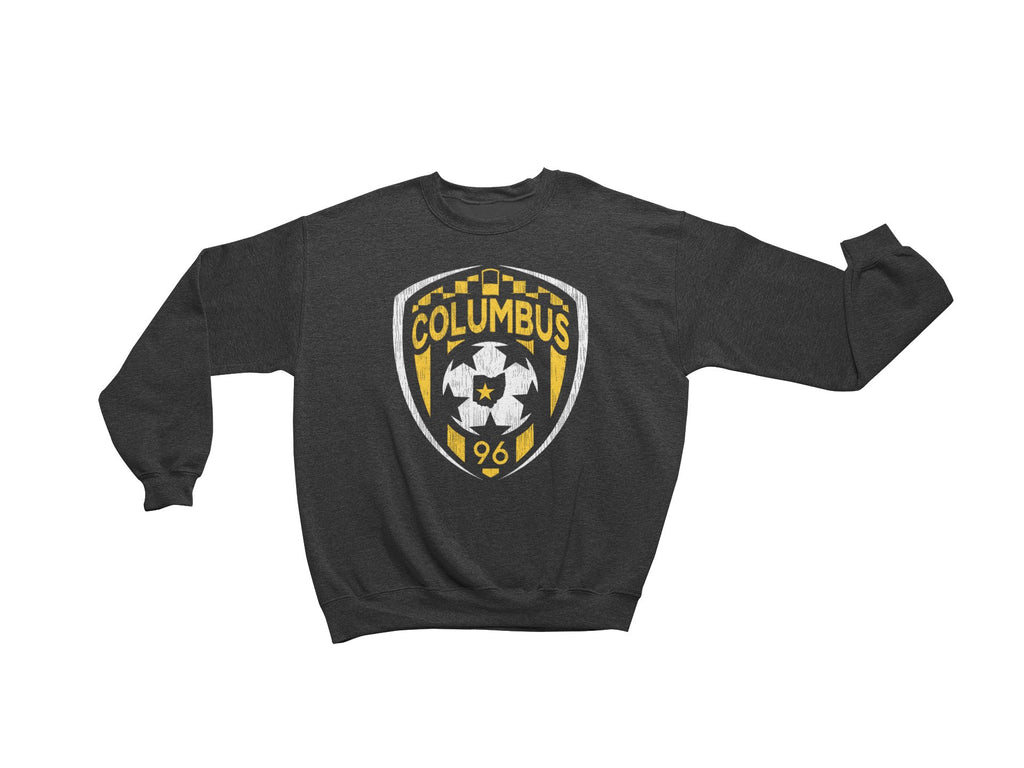Columbus Soccer Crest Distressed Print Super Soft Crewneck Sweatshirt - Columbus Apparel Co