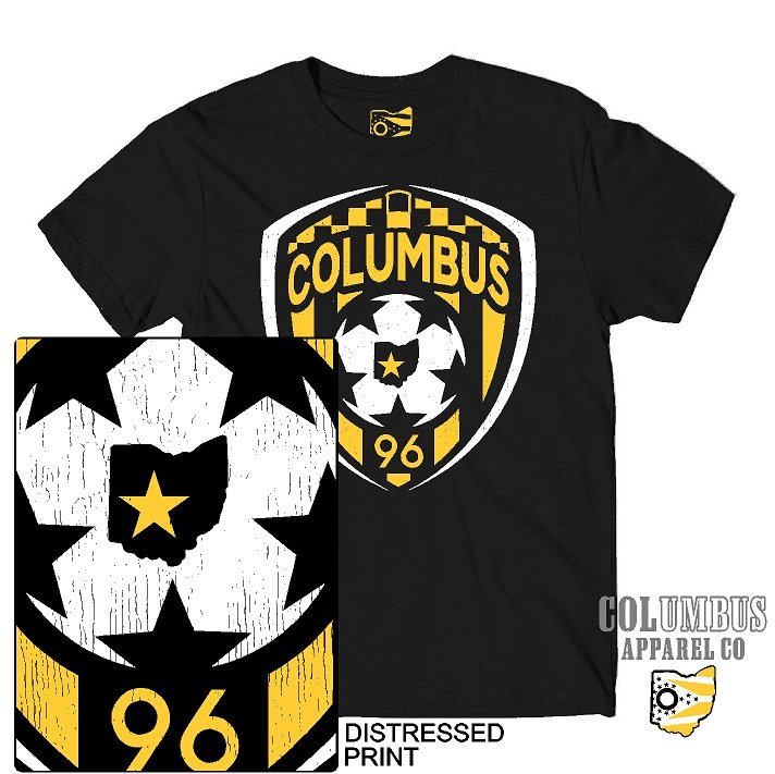 Columbus Soccer Crest Distressed Unisex Super Soft T Shirt - Columbus Apparel Co