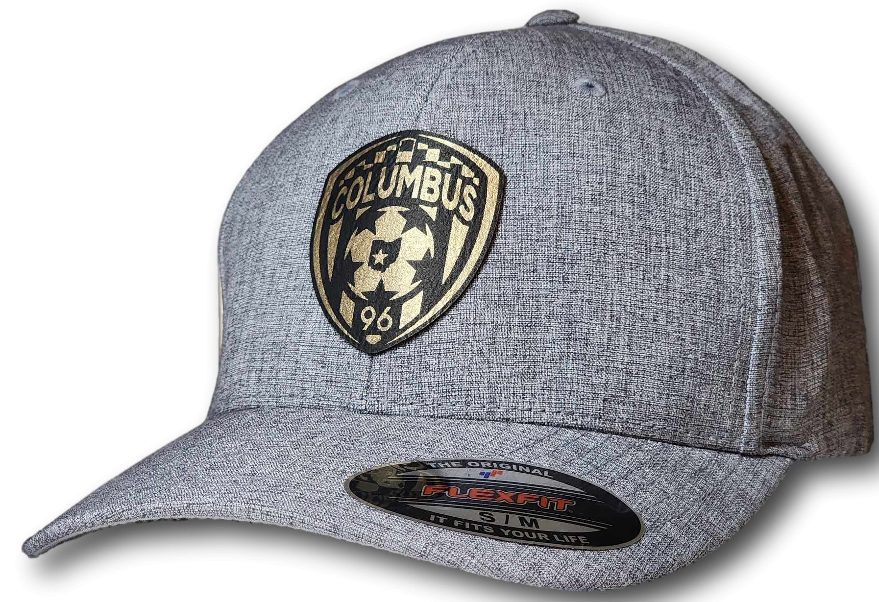 Columbus Soccer Crest Leatherette Patch Flexfit Heatherlight Melange Hat - Columbus Apparel Co