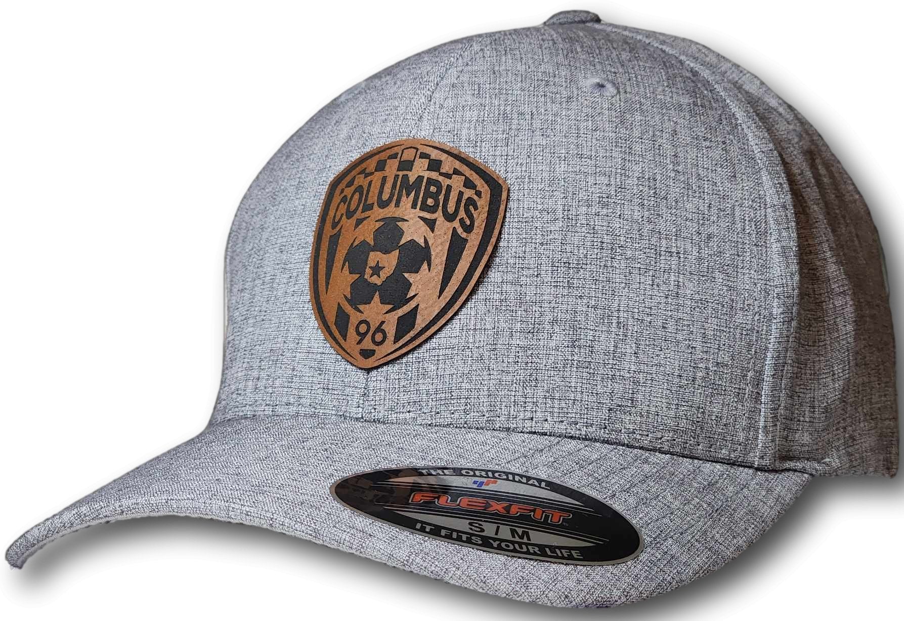 Columbus Soccer Crest Leatherette Patch Flexfit Heatherlight Melange Hat - Columbus Apparel Co