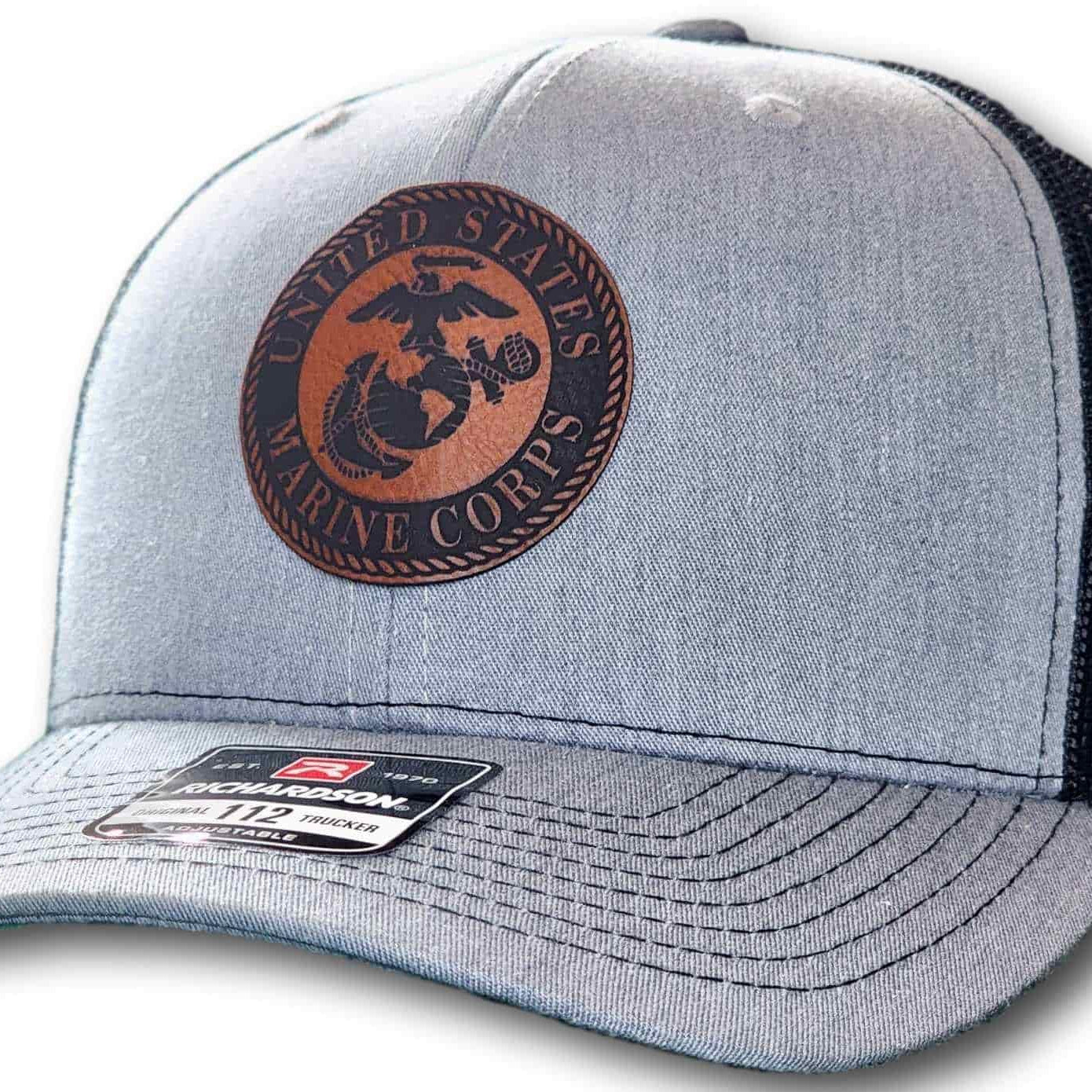 Marines Leatherette Patch Richardson 112 Trucker Cap - Columbus Apparel Co