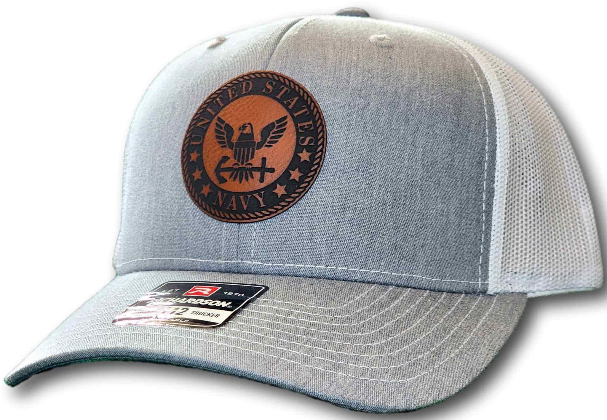 Navy Leatherette Patch Richardson 112 Trucker Cap - Columbus Apparel Co