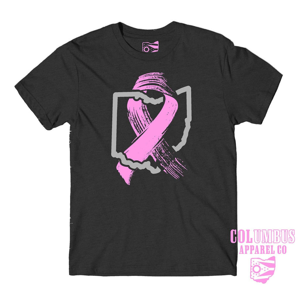 Ohio Intertwined with Breast Cancer Ribbon Unisex Super Soft T Shirt - Columbus Apparel Co