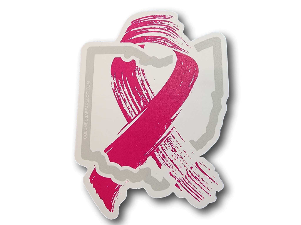 Pink Ink Ohio Intertwined with Breast Cancer Ribbon Magnet - Columbus Apparel Co