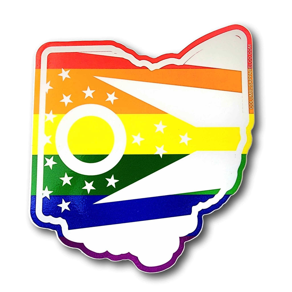 Rainbow Ohio Flag Logo Vinyl Decal - Columbus Apparel Co