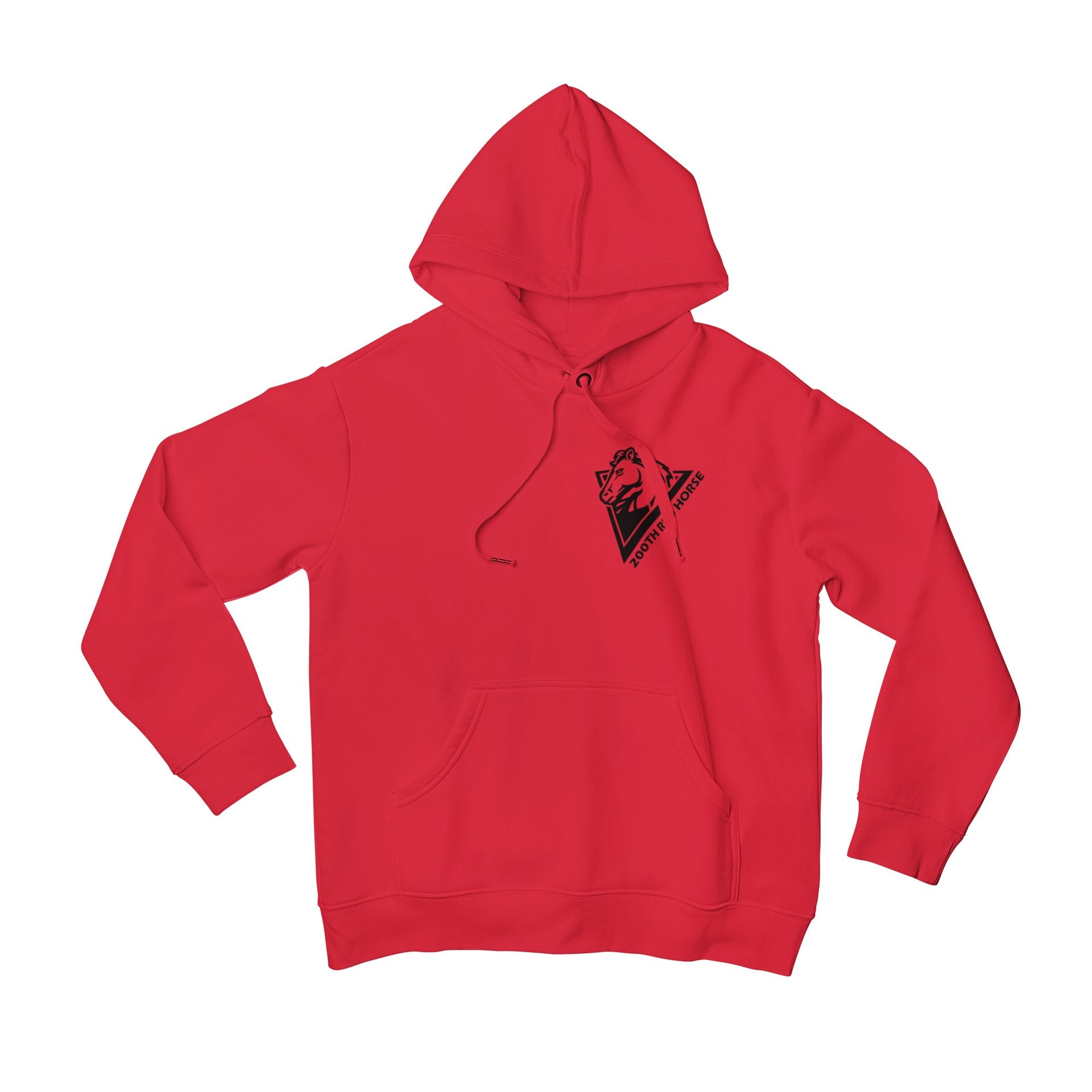 Red Horse Long Sleeve Hoodie with left chest logo only - Columbus Apparel Co